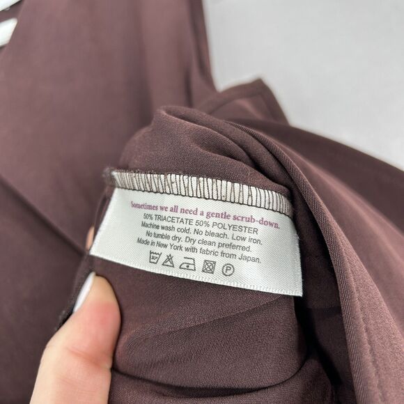 MM.Lafleur Top Womens 4 Brown Ada Twill Peplum Blouse Asymmetric Tank Minimalist - Picture 10 of 11